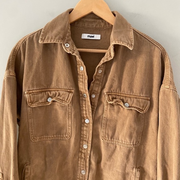 Mavi ⭐️Host Pick⭐️ Boyfriend Brown Western Distressed Hem Jean Jacket - Picture 5 of 6